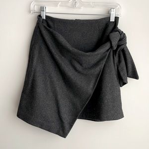 Wilfred High Waisted Wrap Mini Skirt with Tie Up Detail in Charcoal Grey